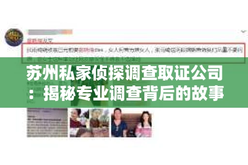 苏州私家侦探调查取证公司：揭秘专业调查背后的故事