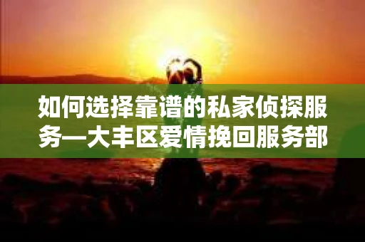 如何选择靠谱的私家侦探服务—大丰区爱情挽回服务部选择指南