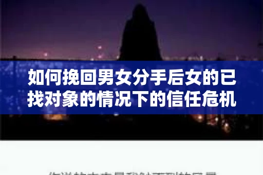 如何挽回男女分手后女的已找对象的情况下的信任危机？